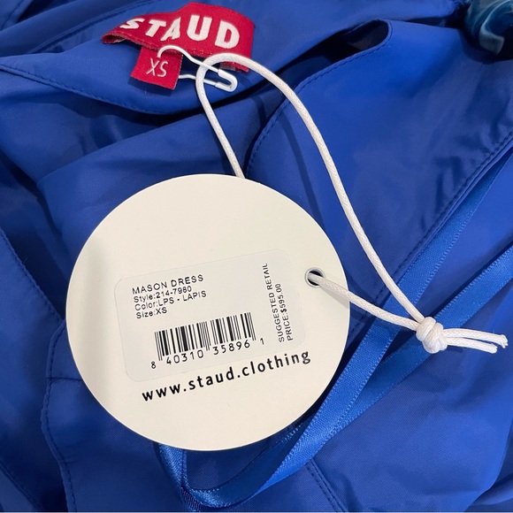 STAUD Mason Dress one shoulder embellished long dress in blue- size XS - Picture 9 of 16